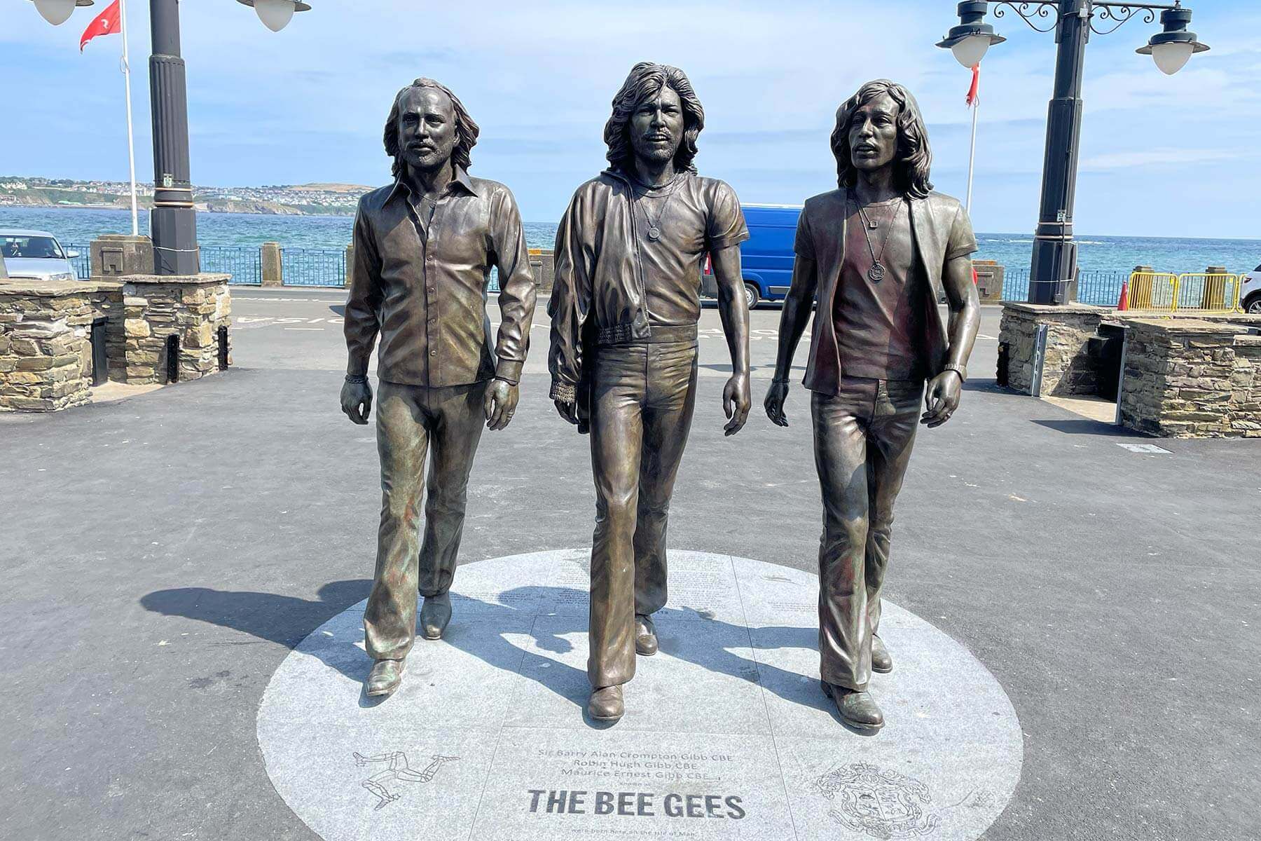 The Bee Gees sculpture on Douglas promenade